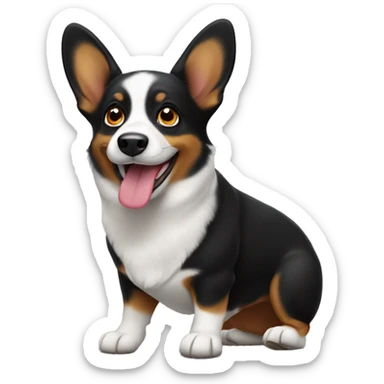 Black corgi dog with tounge out sticker
