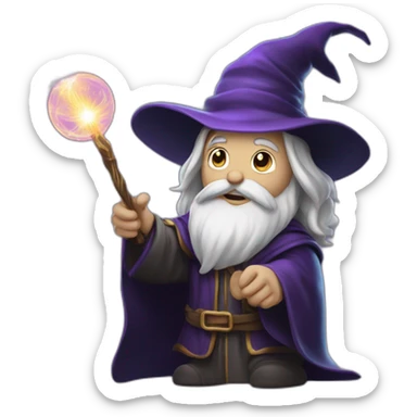 sorcery, wizard, holding a wand casting spell  sticker