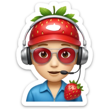 Cute strawberry wearing headset and shades sticker