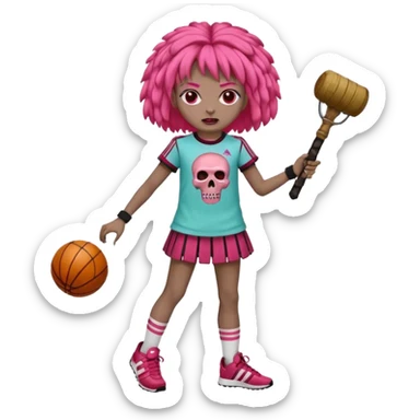 Crie um emoji de uma menina com bochecha gordinha com o cabelo vermelho longo com uma franja reta zumbi casaco de gola alta da adidas sticker