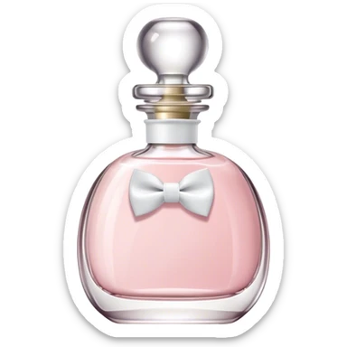 Pretty dainty Pastel pink Perfume bottle with a white bow tie and with a white label on  sticker