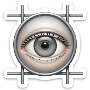 Large eye behind metal bars. sticker
