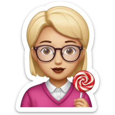 single charactarized personified candy sweet treat with glassess sticker