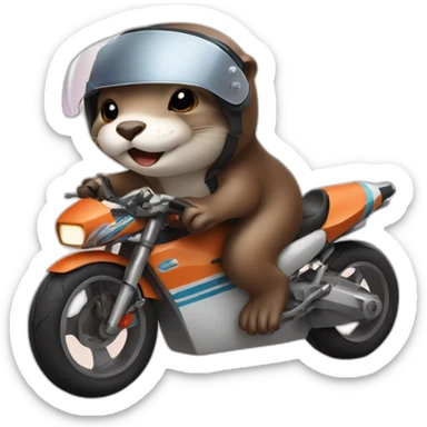 Otter who rides a racing motorcycle sticker