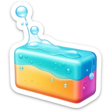 Soap making icon, soap bar with bubbles, melting ingredients like oils and lye, vibrant colors, minimalistic style, clean lines, transparent background. sticker
