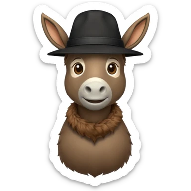 donkey with black hat sticker