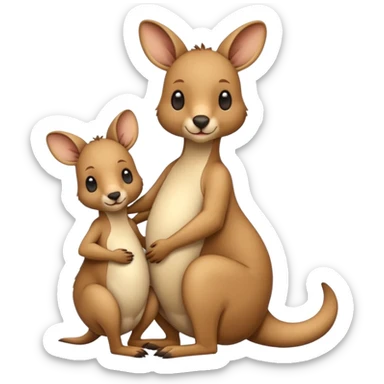 A kangaroo which has its baby kangaroo in its pouch(marsupium) sticker