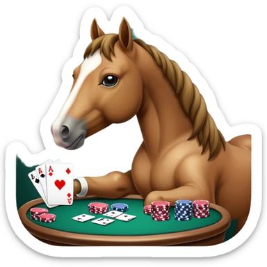 horse playing poker sticker