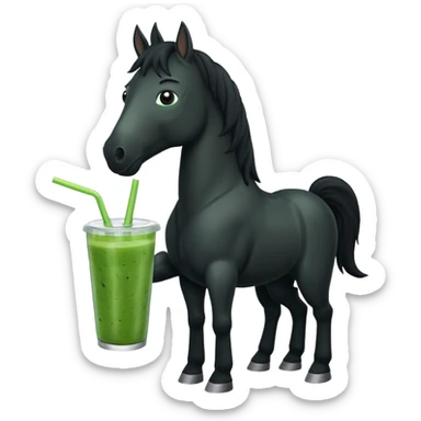 black horse character holding smoothie sticker