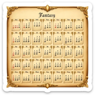  fantasy calendar page sticker