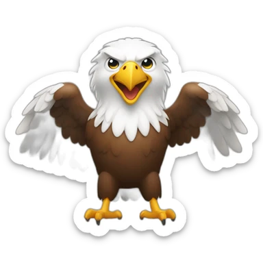 eagle with thumbs up and big smile and muscle pose sticker