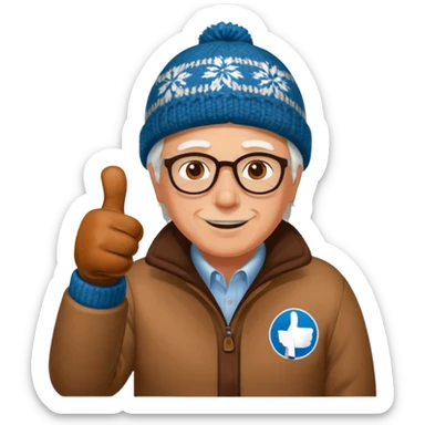 thumbs up in bernie sanders brown mitten sticker