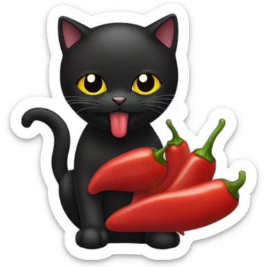 Black Cat eat chili pepper sticker