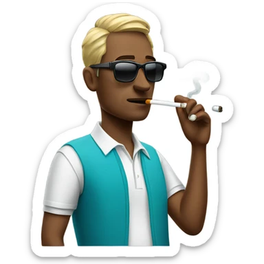 Golfer smoking cigarette with sunglasses on sticker