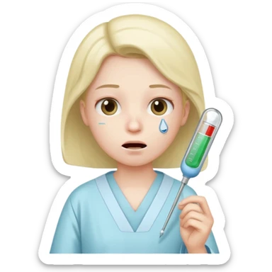 persona enferma con un termometro en la boca  sticker
