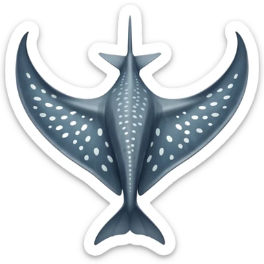 Spotted eagle sting ray with wide wingspan and long spike sting tail viewed from above sticker