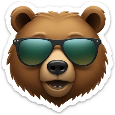 Grizzly bear with sunglasses  sticker