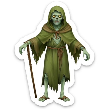 fullbody zombie leper with ancient sandals and ragged cloak sticker