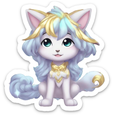 Cute Kawaii Chibi Anthro Sona Colorful Ethereal Pretty see Godly Celestial Shiny Fakemon Full Body sticker