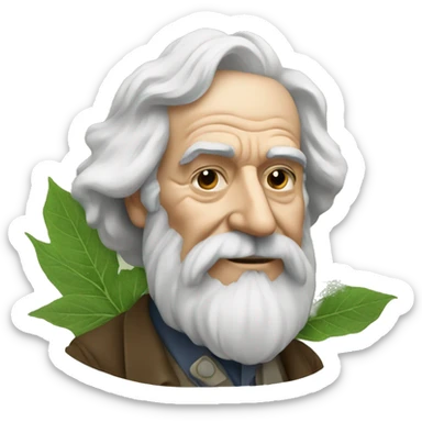 Walt Whitman with leaves of plants sticker