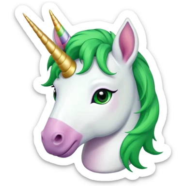unicorn with green hair and earrings sticker