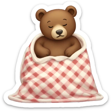 bear cozy sleep  in blanket sticker