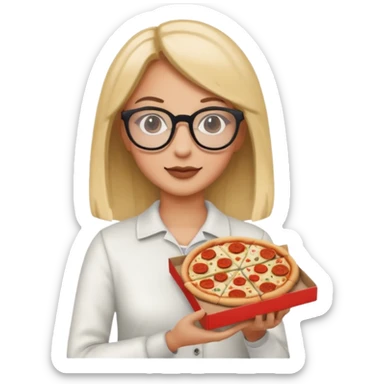 pizza take-out with glassess and long lashes sticker