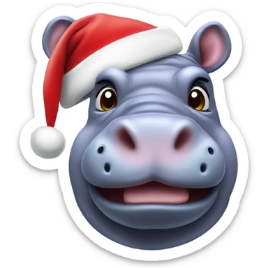 Hippo with a Santa hat  sticker