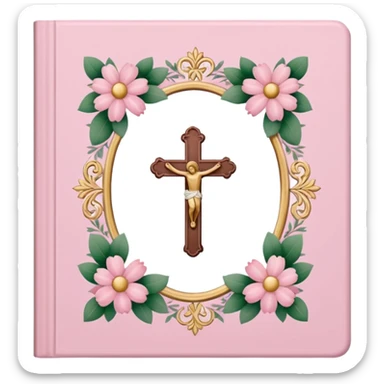 make a catholic catechism with very girly pink tones sticker