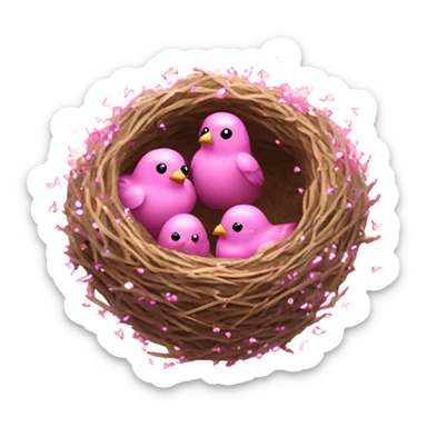 Pink birds nest with glitter sticker