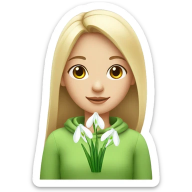 a girl with a snowdrop sticker