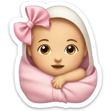 Newborn with a bow sticker