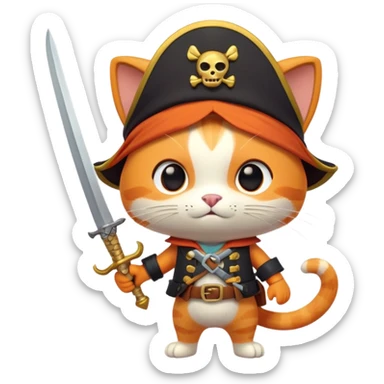 Kwazii from Octonauts, adventurous orange cat pirate holding a sword sticker