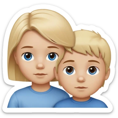 blonde toddler blue eyed with brother brown eyes brown hair sticker