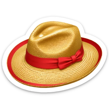 Sombrero de paja con una tira roja en la parte central sin ninguna soporte sticker