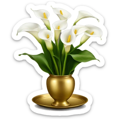 realistic calla lilies on a golden tray sticker