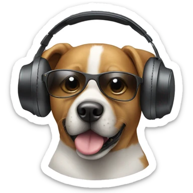 Dog with headphones and sunglasses sticker