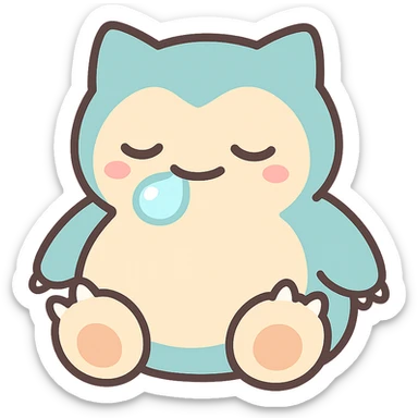 snorlax sleeping with a little snot bubble chibi style emoji sticker