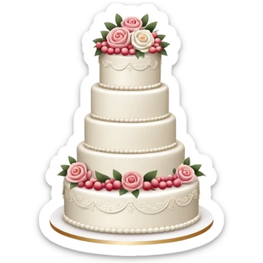Wedding cake with tiers and decorations sticker