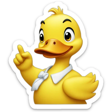 Yellow Duck with finger pointing at me  sticker