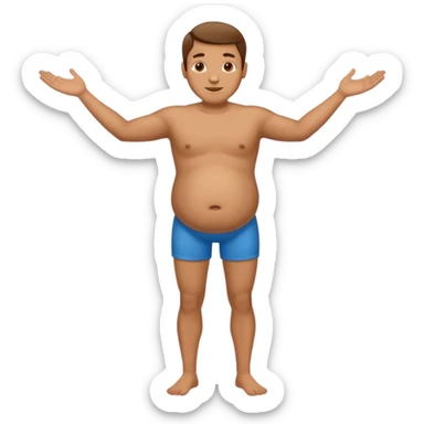a man with thin arm and leg but the belly is big sticker