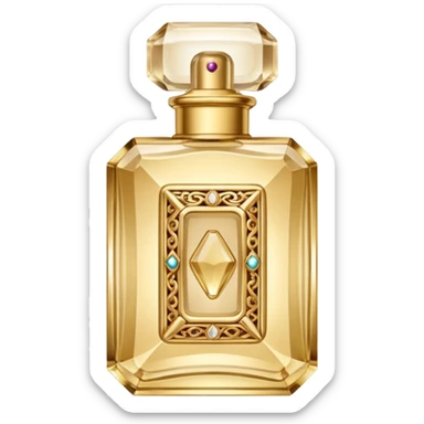 beige luxury perfume covered in jewelry sticker