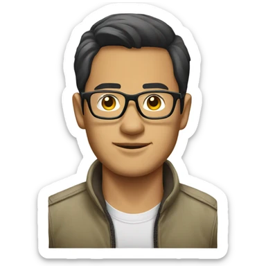 Asian man glasses Toyota Land Cruiser sticker