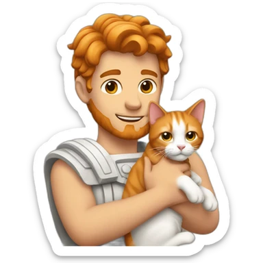Roman with a Ginger white cat in the arms sticker