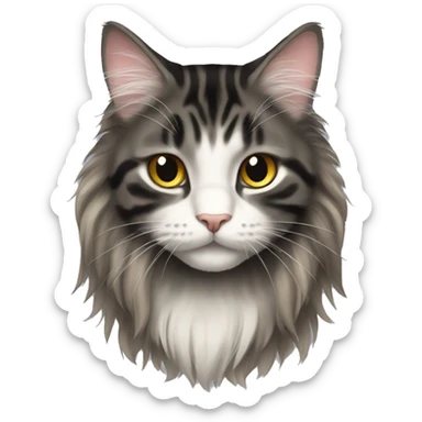 a long haired tabby full body and black cat sticker