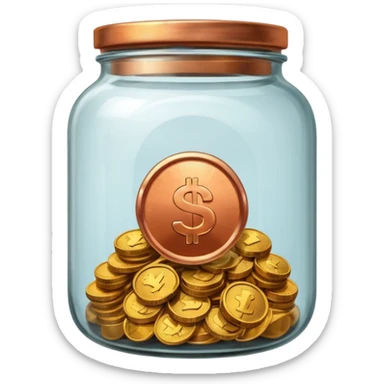 jar with a one coins sticker
