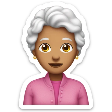 White is Grandma wearing pink named Yaya  sticker