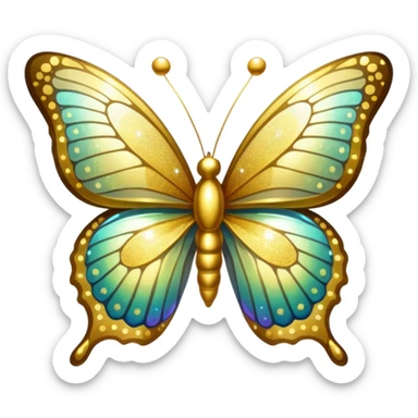 Golden glitter butterfly emoji sticker