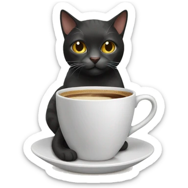 Cat drinking coffee sticker
