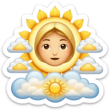 "Create a warm emoji representing morning spiritual awakening. Golden sunrise rays, soft light beams, peaceful clouds, or spiritual symbols like crosses, crescents, or light. No human figures - focus on light, warmth, and divine energy." sticker
